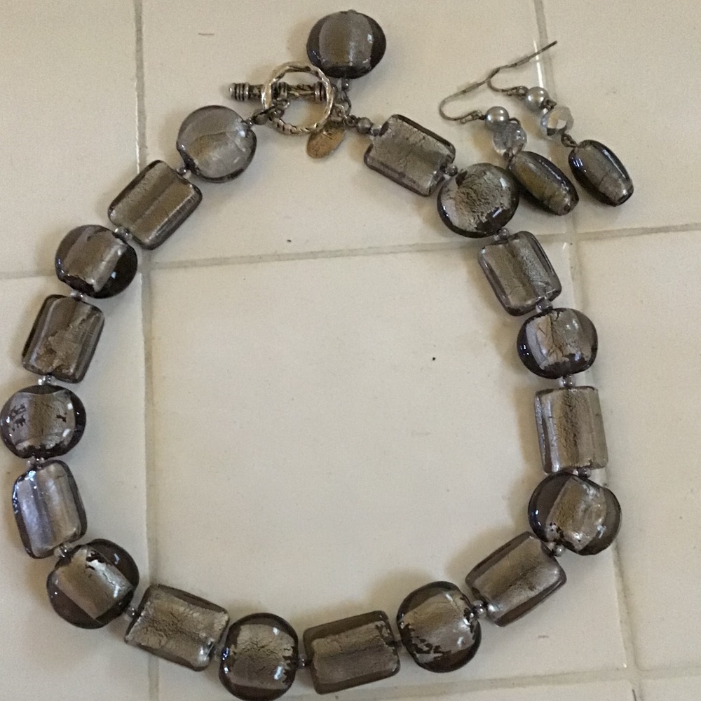 White House Black Market Gray Metallic Necklace